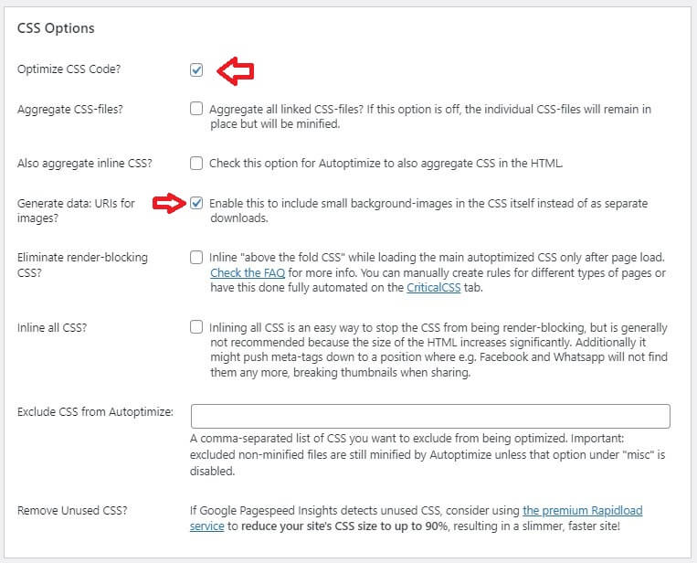 Enable Optimize CSS Code option to enable CSS Minify